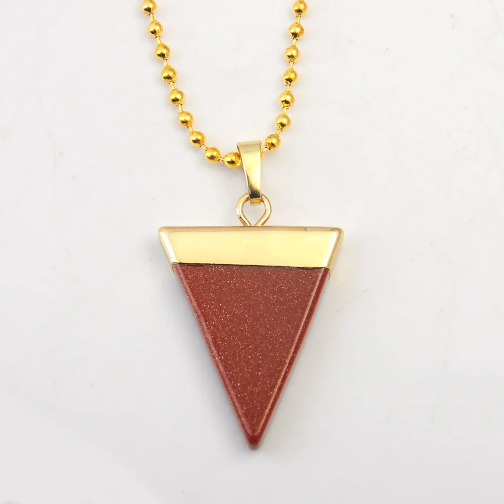 2019 треугольный кулон тигровый глаз с золотыми подвесками ожерелье для девочек