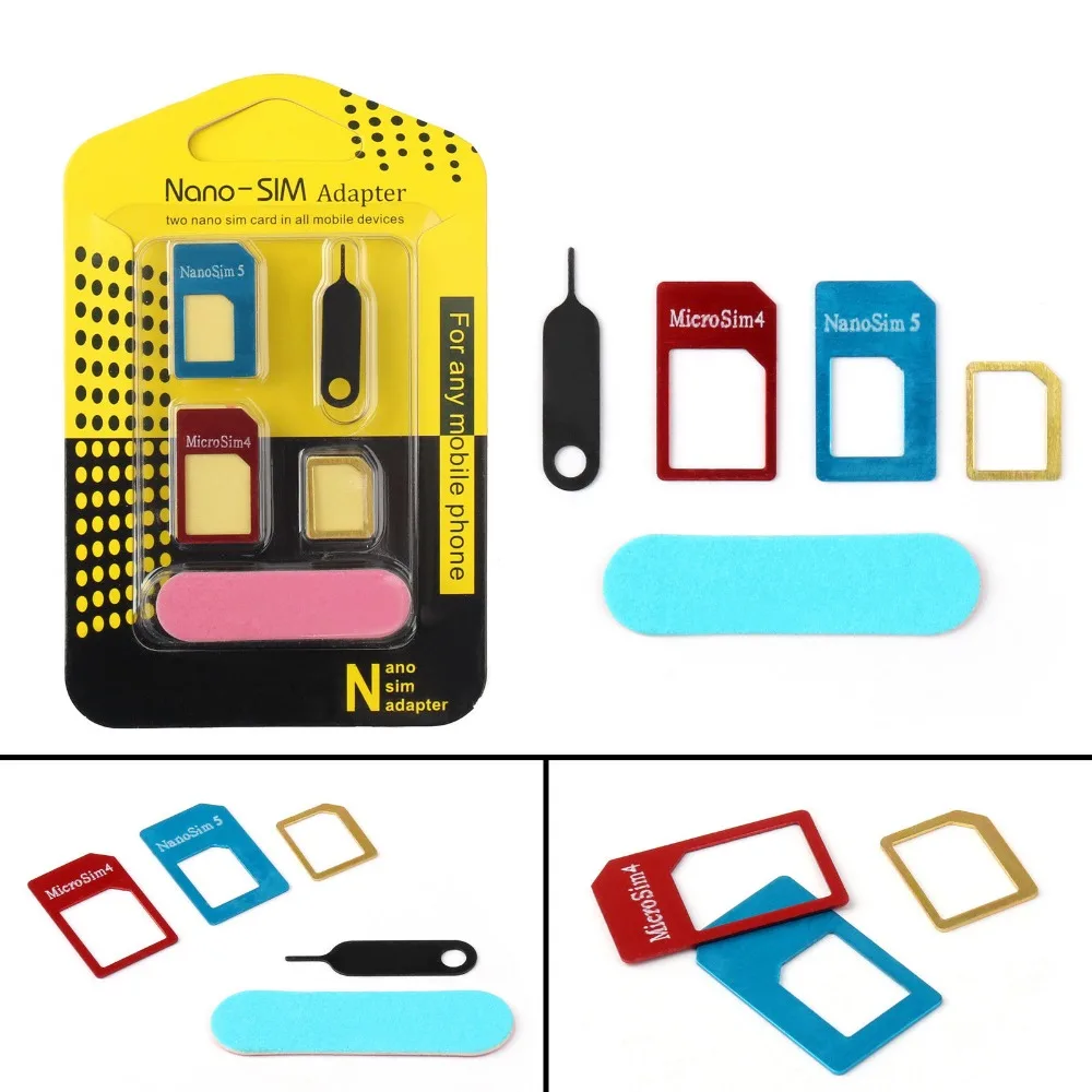 5 в 1 Адаптеры Nano Sim карты + Обычная и Micro стандартная SIM карта инструменты для iPhone 4 4s