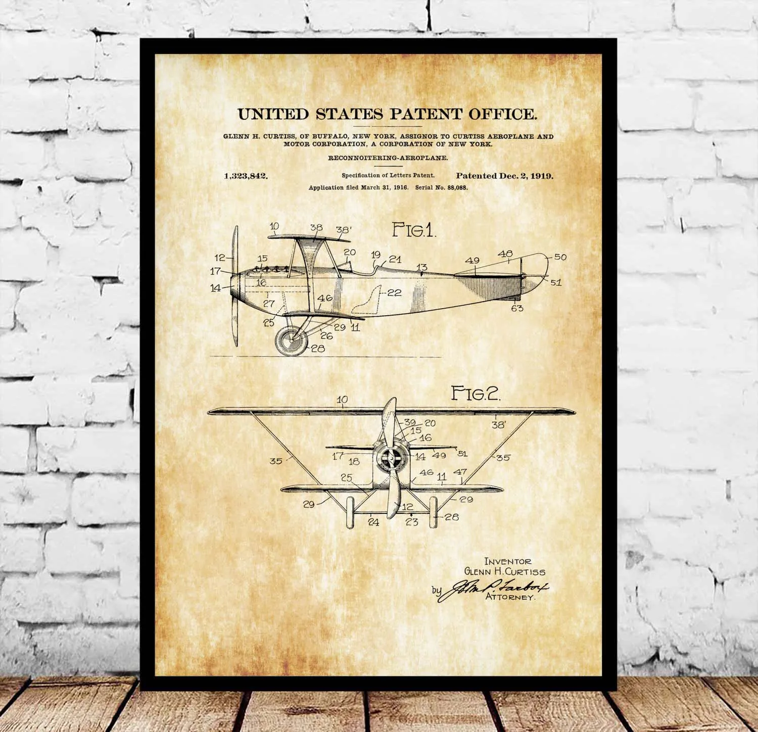 Curtiss 1919 рекогносцирующий биплан патент проект постер|Рисование и каллиграфия| |