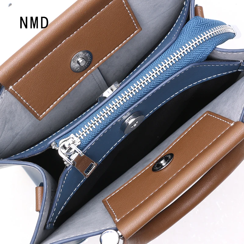 NMD 2019 Новая модная Большая квадратная сумка из яловичного спилка с металлическим