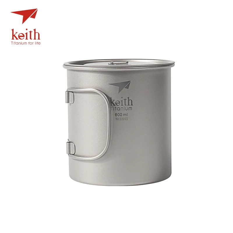 Keith наружные титановые кружки для воды со складными ручками, титановые крышки, посуда для напитков, походные чашки, Ультралегкая кружка для путешествий 220 мл-900 мл