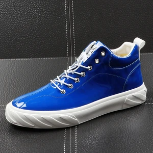 CuddlyIIPanda Роскошные Мужские Модные Повседневные Туфли летние кожаные эластичные ремешки дышащая мужская обувь высокие Молодежные кроссовки