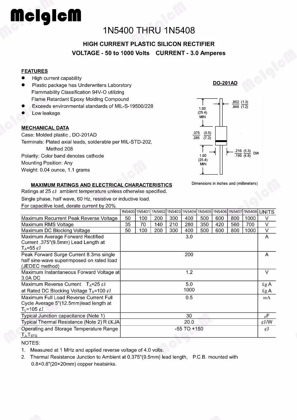 MCIGICM 20 шт. выпрямительный диод 3A 400 В DO 27 1N5404|rectifier diode|diode 3a3a diode |