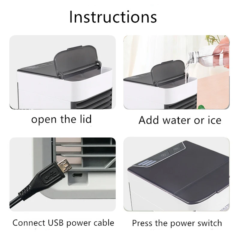 Air Cooler Fan Cooling Mini USB Portable Conditioner Humidifier Purifier Light Desktop Table Desk Home Travel Hand | Бытовая техника