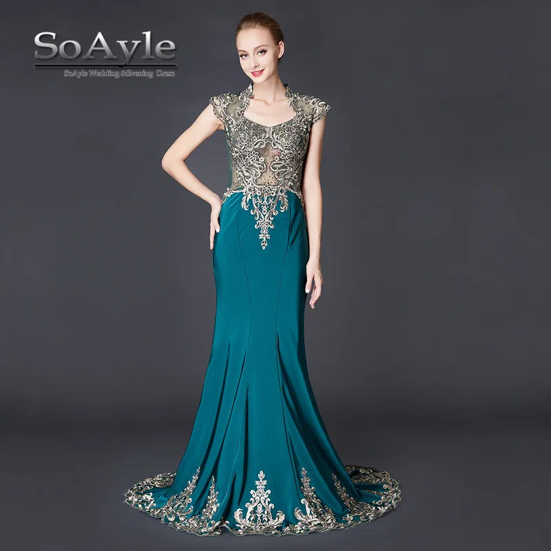 SoAyle Вечернее Платье 2017 Квадратный Воротник Элегантный Аппликации Бисера