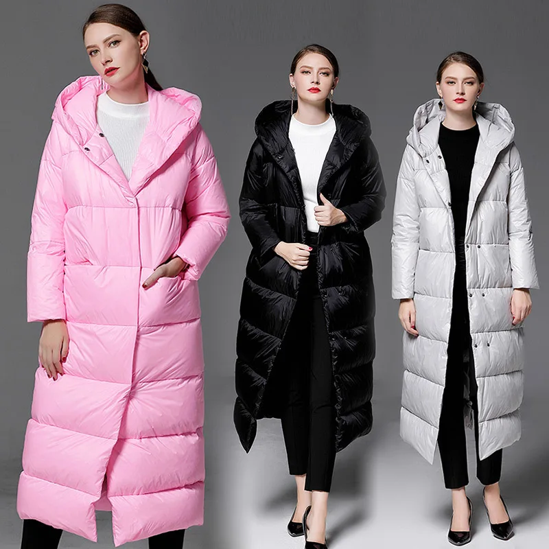 Winter New Pattern Even Hat Down Jackets Thickening Loose Coat Lengthen Fund Overknee Jacket | Женская одежда