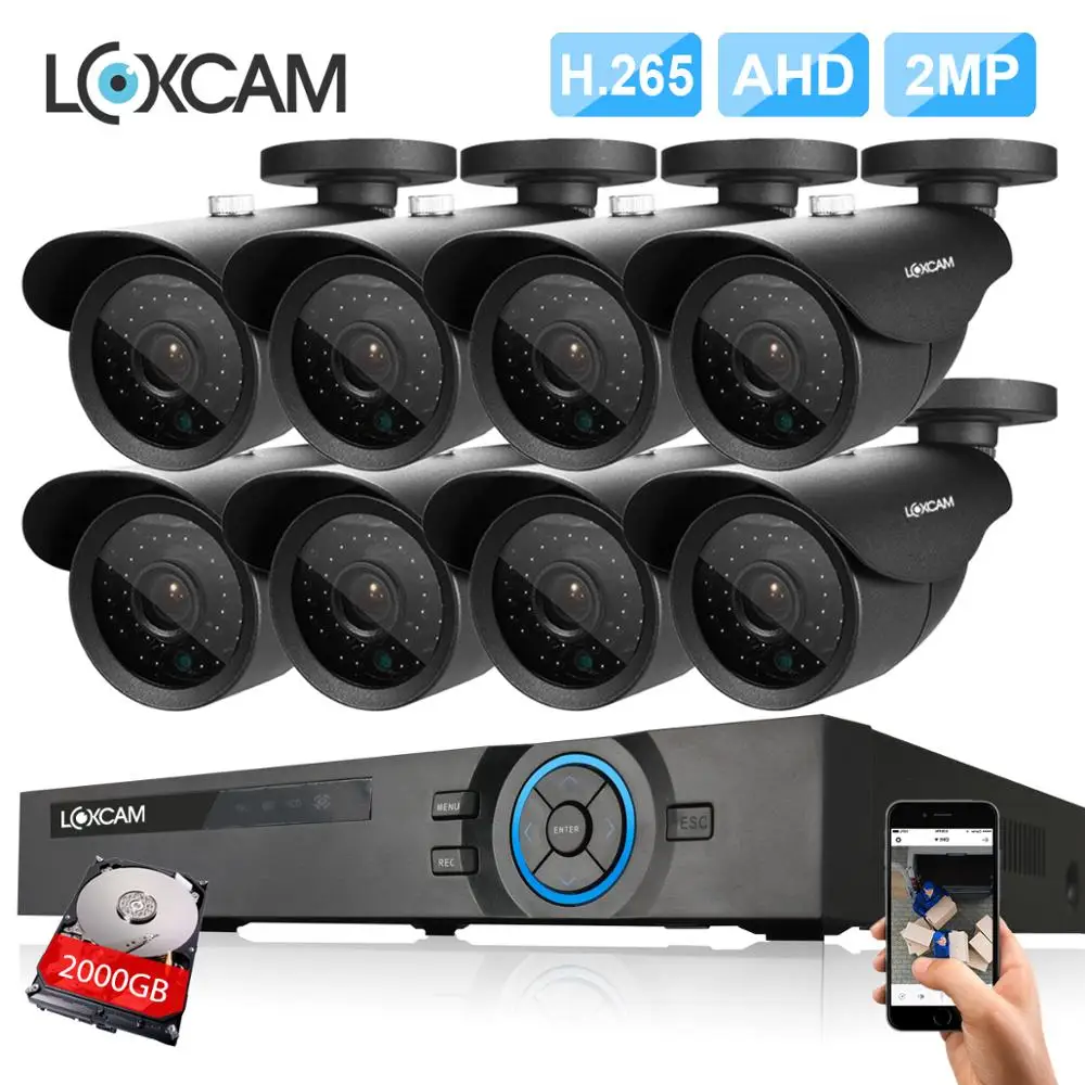 H.265 8CH 1080 P система видеонаблюдения HD 2.0MP AHD IP66 In/Открытый водонепроницаемый