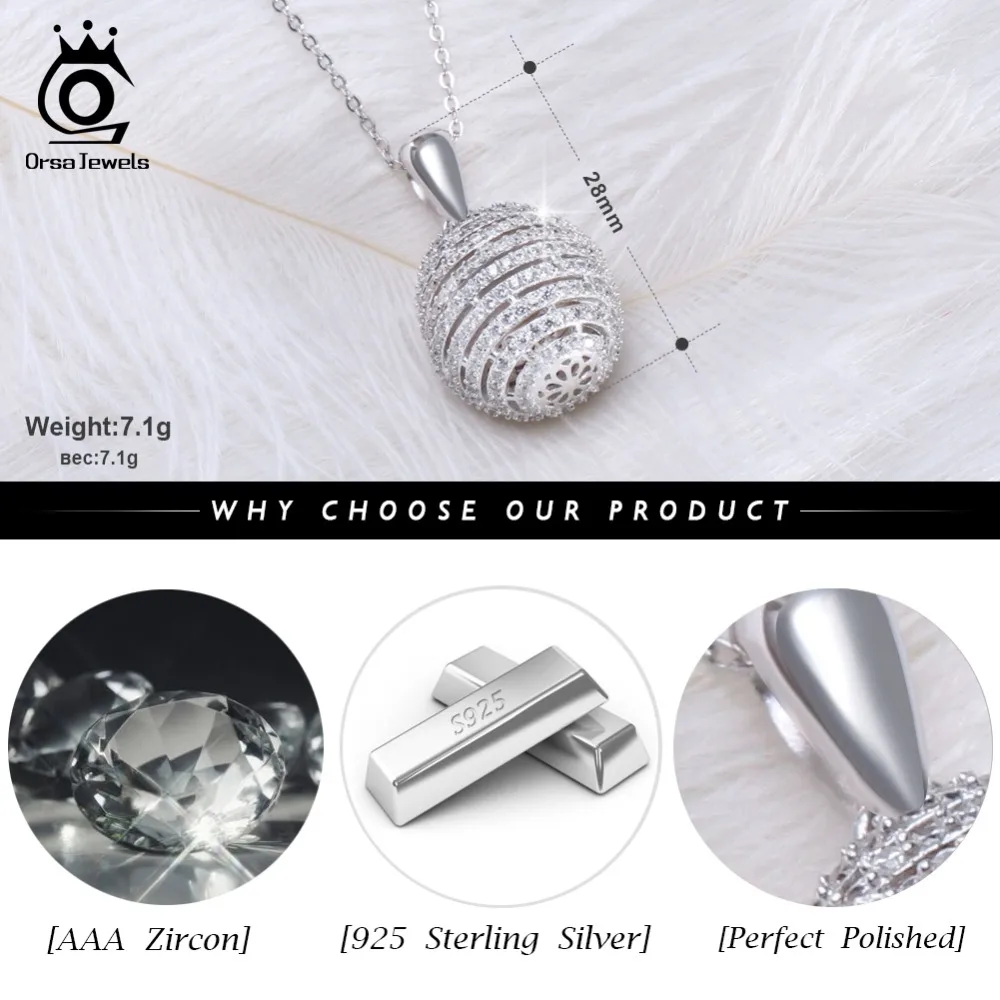 ORSA JEWELS 100% Стерлинговое Серебро 925 пробы ожерелья с кулоном для женщин AAA цирконием