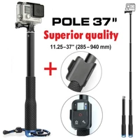 lightdow 37 inch extendable handheld pole telescopic selfie monopod stick wifi remote holder clip for gopro hero 6 5 4 3