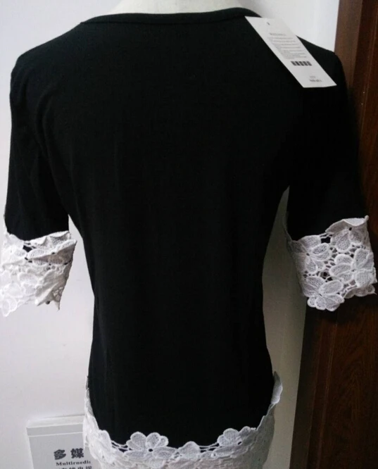 Новинка 2020 модная футболка Женская кружевная черная Повседневная Милая женская