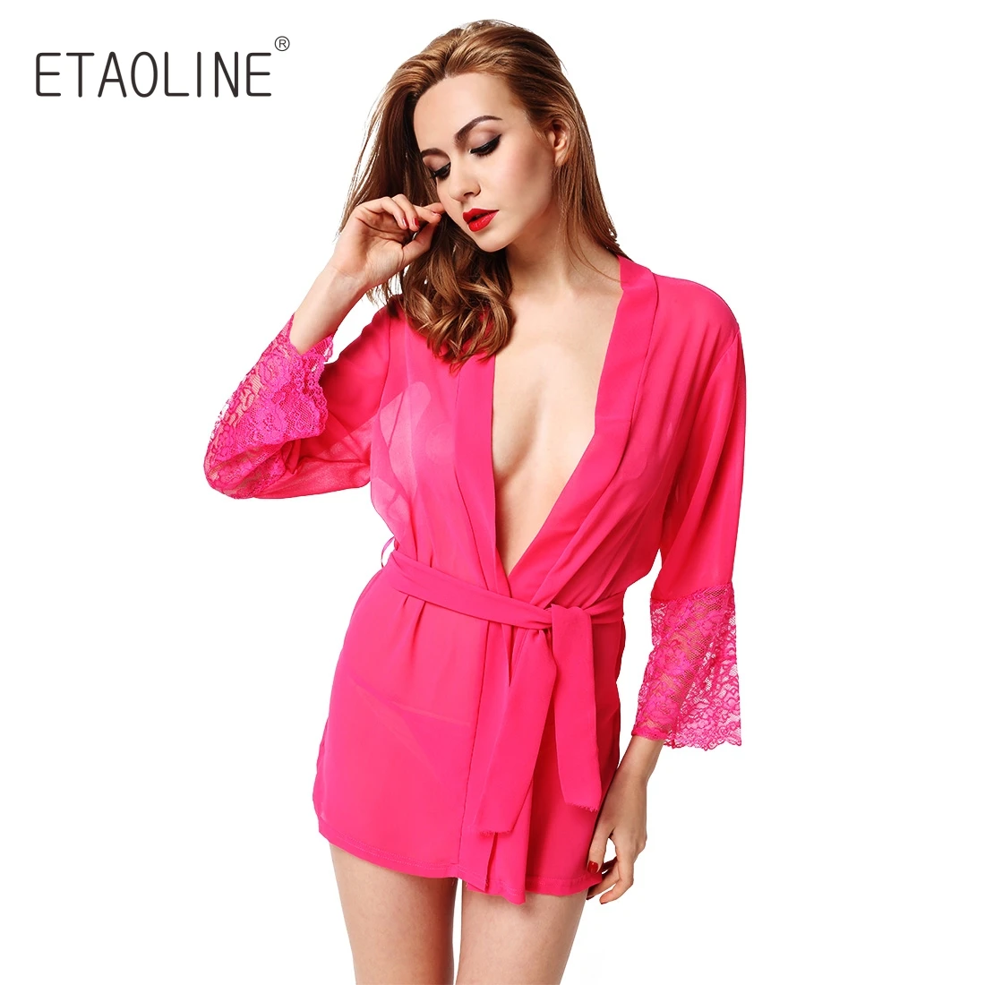 Пикантные женские халаты пижамы ночное кружева Lounge Robe Повседневное свободные