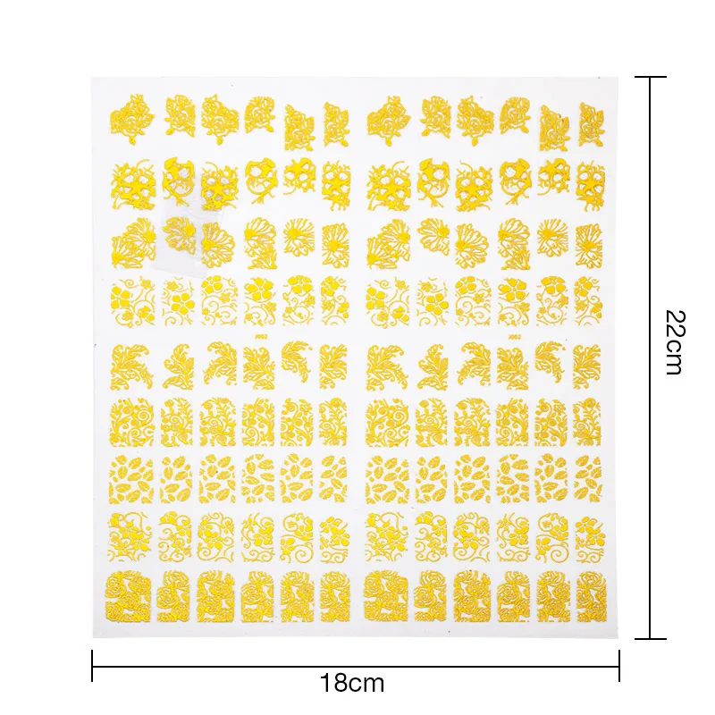 108 шт./простыни золото стикеры 3D на ногти Nail Art Переводные картинки металлические