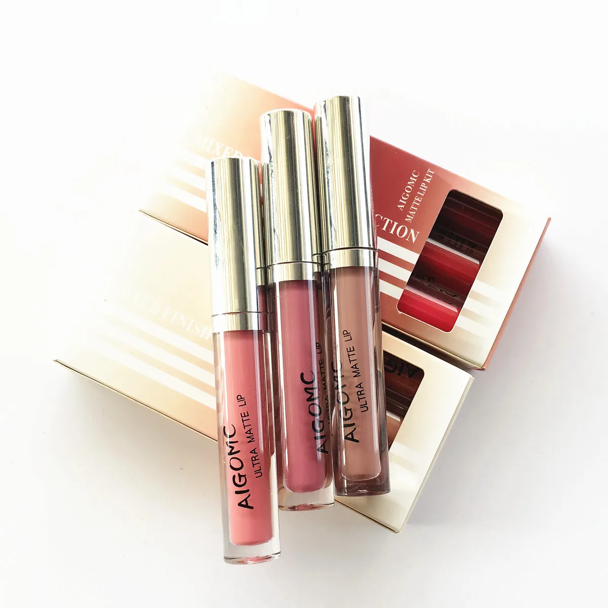 AIGOMC brand 3pcs/lot lip kit matte Lipstick Waterproof Nutritious Velvet stick Red Tint Nude batom makeup set |