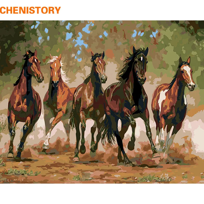 CHENISTORY Running Horse DIY Краска для рисования по номерам животные современное