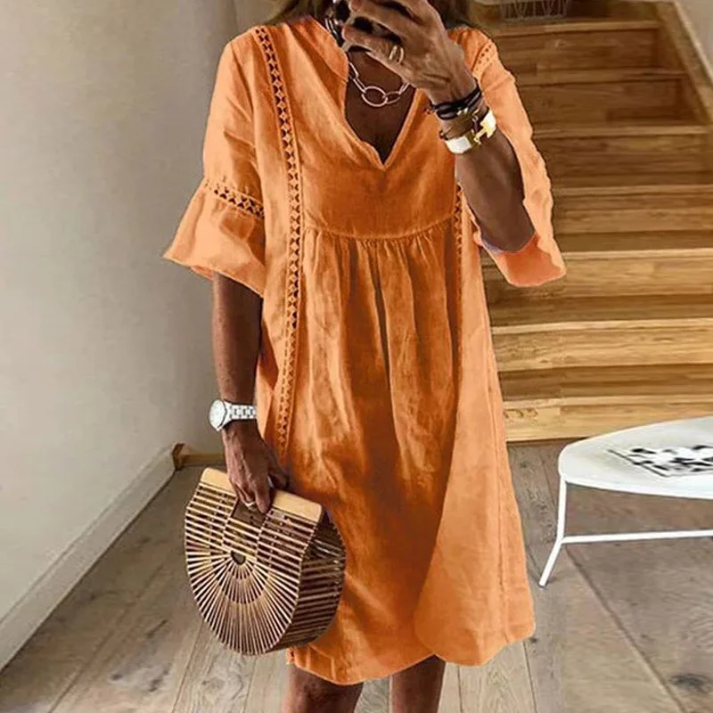 Женское мини-платье Lipswag Повседневное платье с треугольным вырезом и коротким