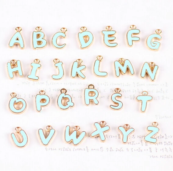 Мини заказ 26 шт./лот Смешанная зеркальная зеленая буква алфавита подвески