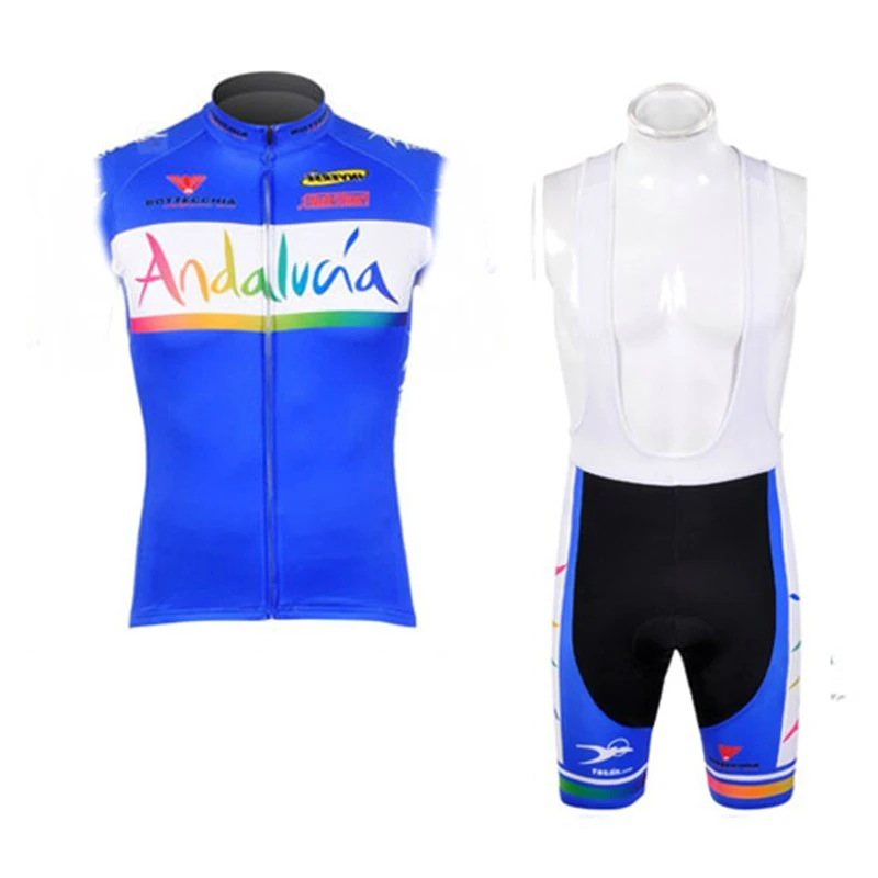 Vest Jersey bib Велоспорт Андалусия профессиональная команда Велоспорт Джерси гелевая Подушка 19d набор велошорт Ropa Ciclismo Лето велосипедный майон одежда - Цвет: Vest Jersey bib