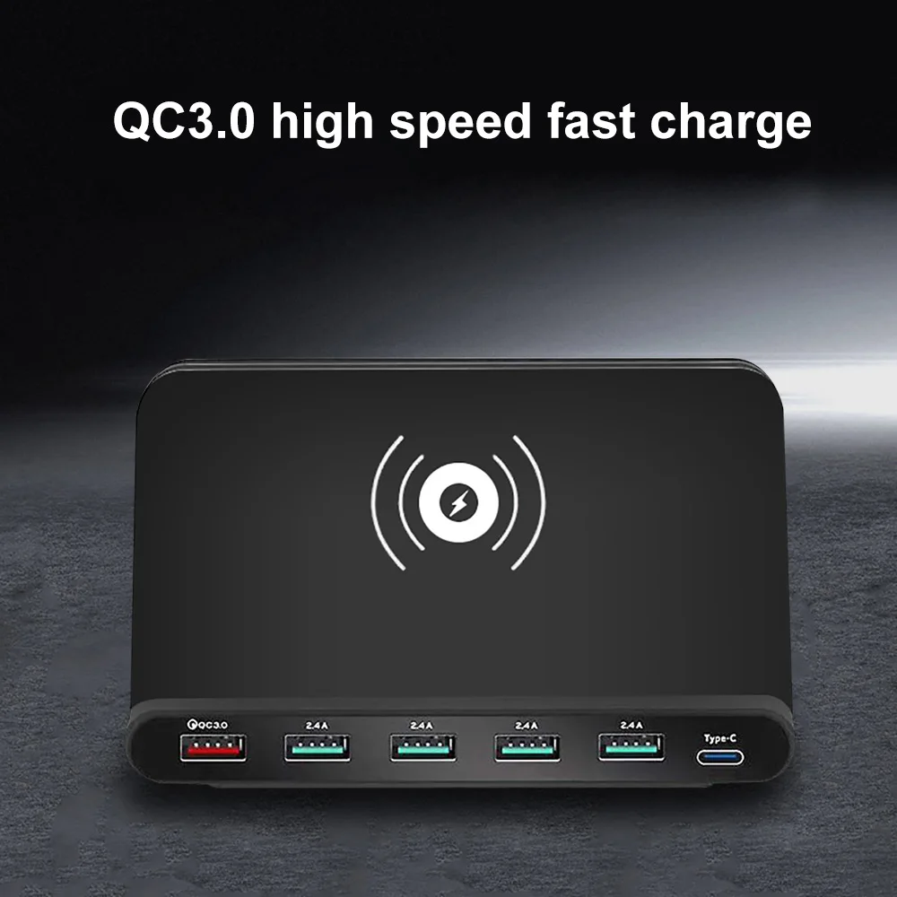 Зарядное устройство с несколькими usb-портами QC3.0 usb зарядная док-станция 10 Вт Qi