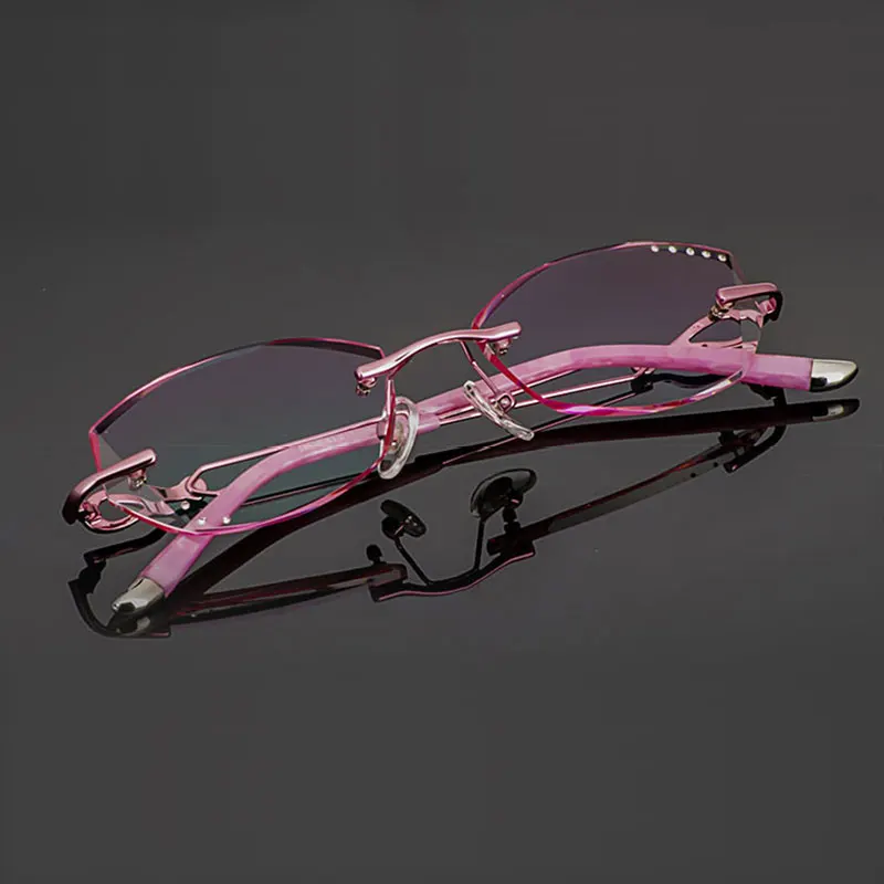 Модные очки A002 с алмазной отделкой без оправы оптические по рецепту оправа для