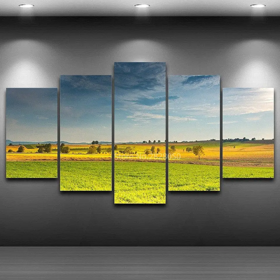 Country Road Sunset Landscape Poster Paintings Living Room Decor Wall Canvas Art Sets Artwork Bedroom Decoration | Дом и сад