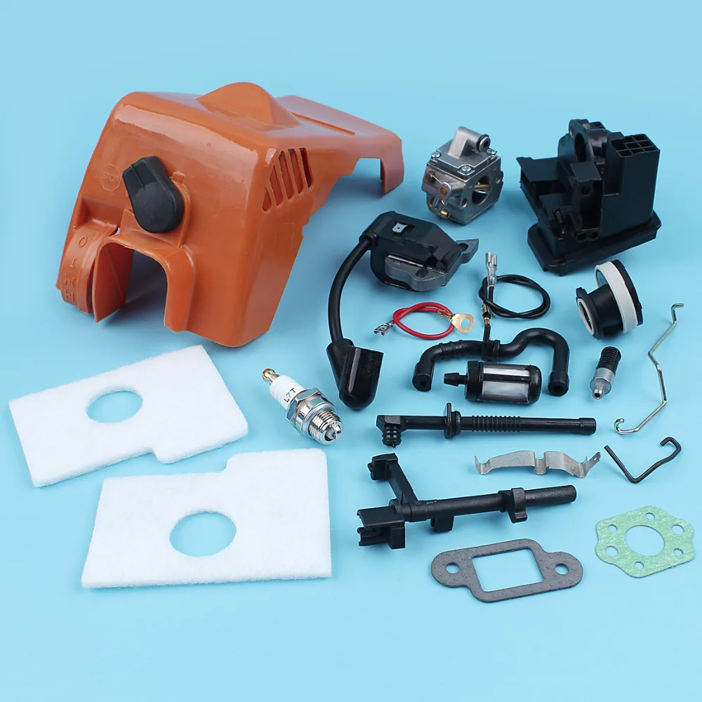 Верхняя крышка двигателя карбюратор Катушка зажигания для Stihl 017 MS170 018 MS180 бензопила впускной коллектор масло топливная линия воздушный фильтр прокладка