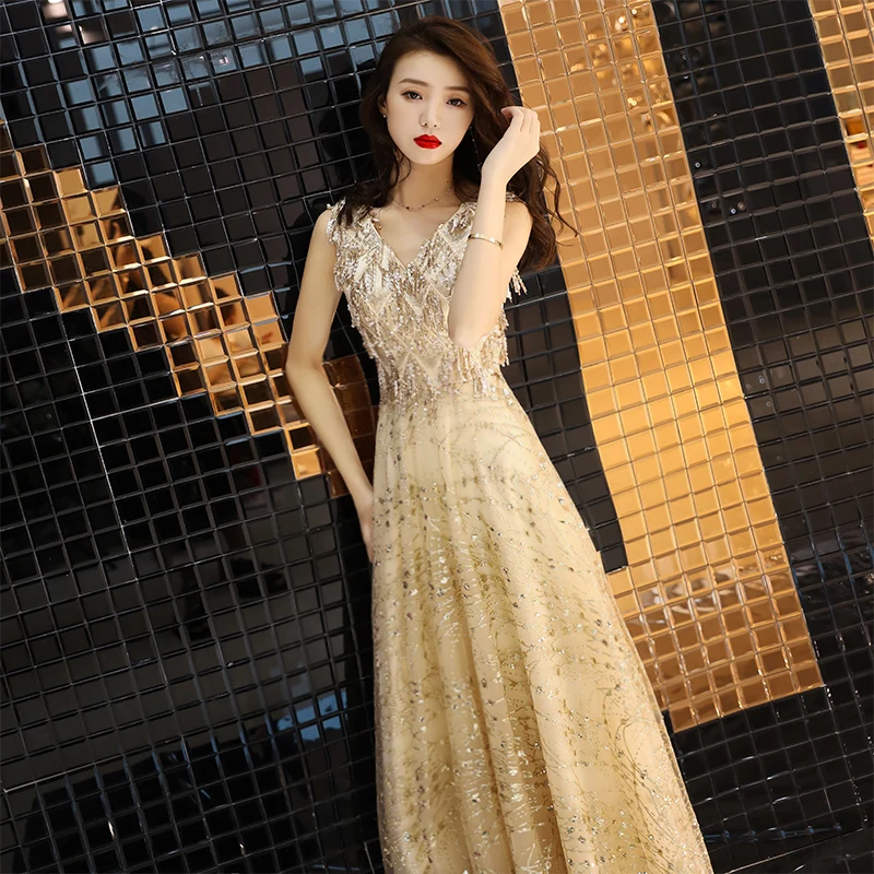 Длинные золотые платья на выпускной Блеск блестка Сверкающие для выпускного