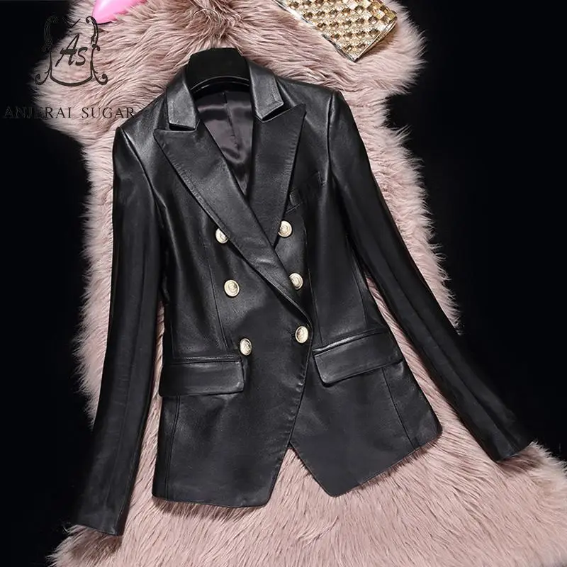 Новинка 2018 весенняя куртка из натуральной овечьей кожи Женская Повседневная
