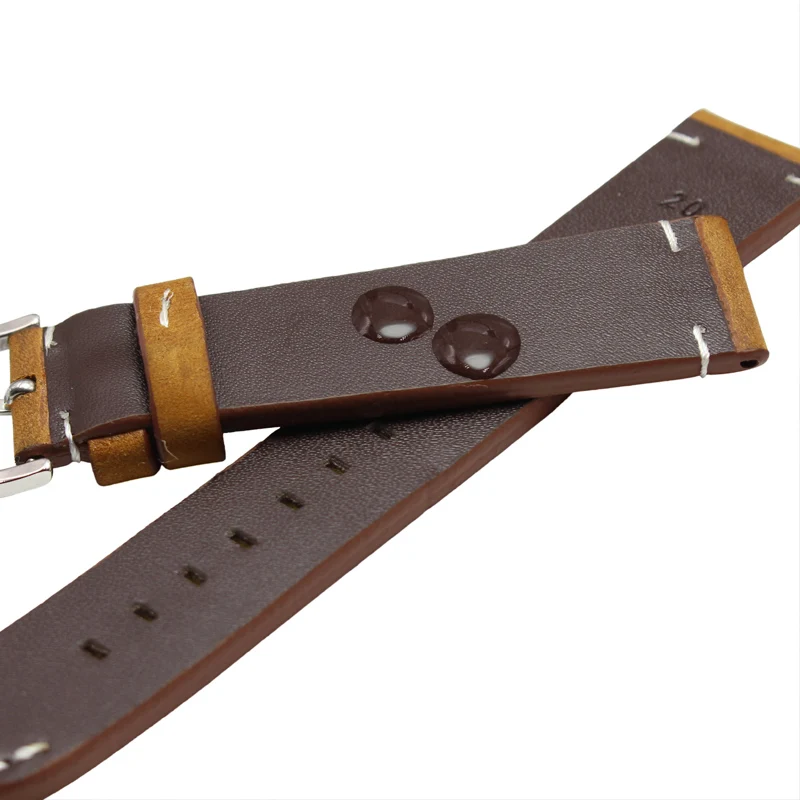 18, 20, 22 мм, Натуральная Воловья кожа, черный, темно-коричневый, женские, мужские Ремешки для наручных часов, ремешок из нержавеющей стали, серебряная полированная пряжка