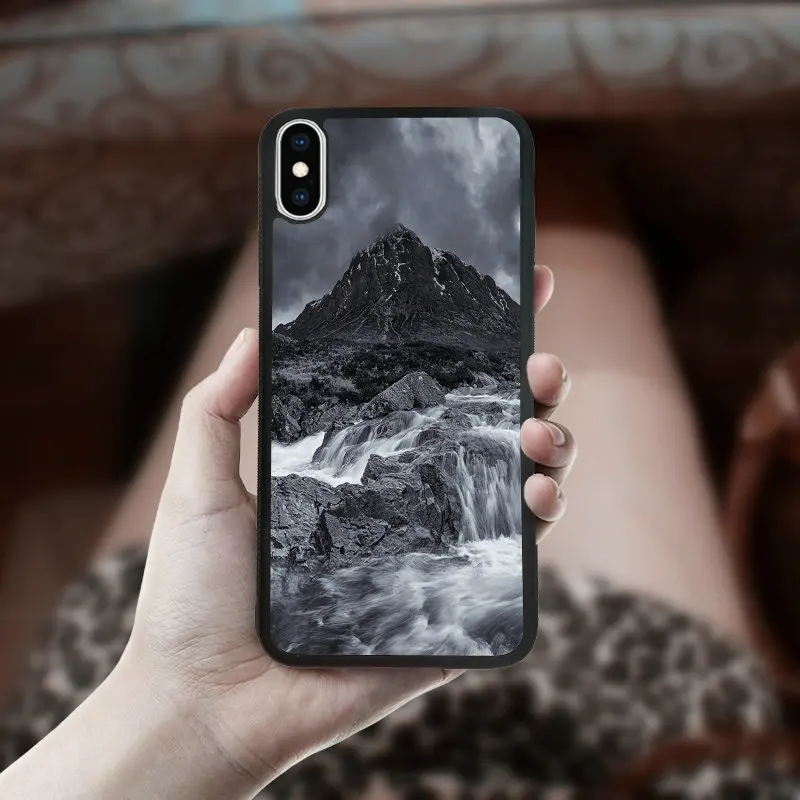 Снежные горные облака морской пейзаж для iphone XS Max чехол жесткий пластик черный