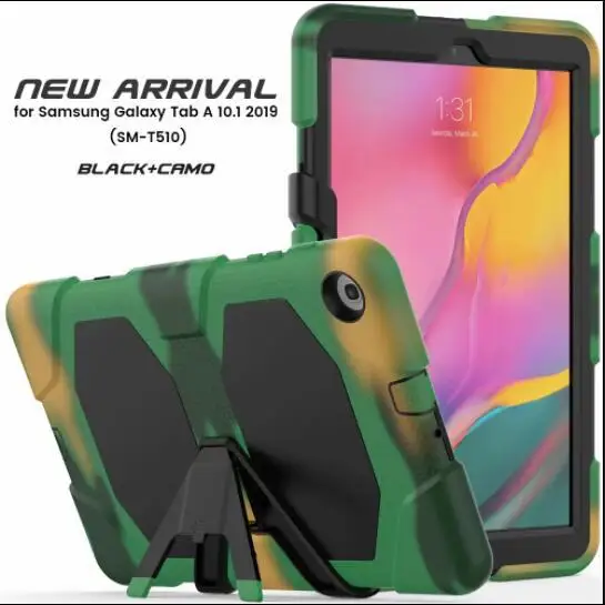 Чехол для Samsung Galaxy Tab A 10,1 T510 T515Tablet ударопрочный жесткий военный, повышенная нагрузка силиконовый прочная стойка защитный - Цвет: 8