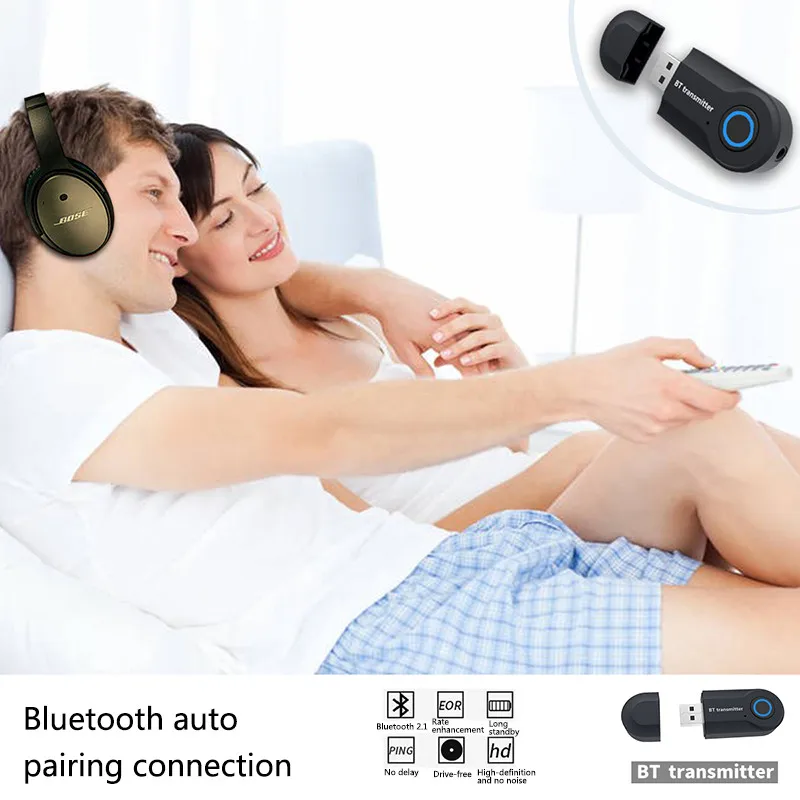 Беспроводной Bluetooth передатчик стерео 3,5 мм разъем аудио музыкальный адаптер для ТВ телефона ПК наушники Колонки