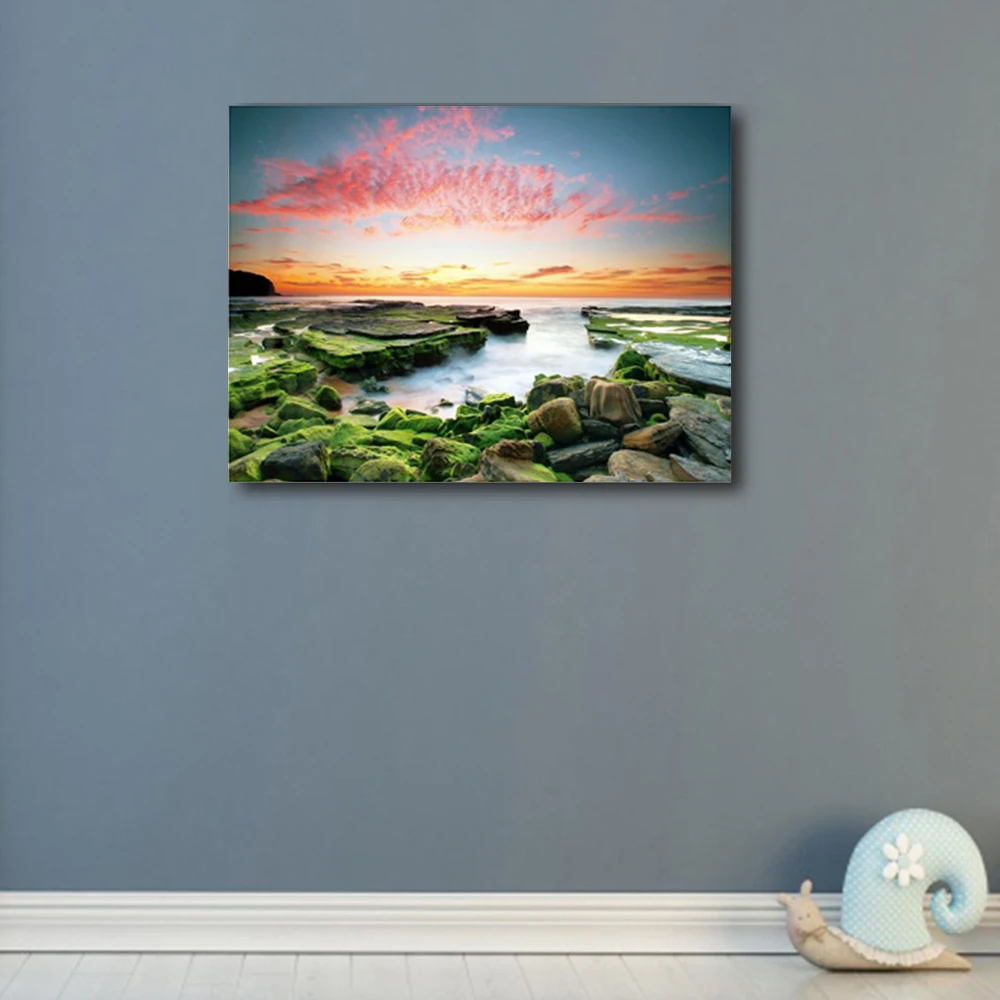 Laeacco Wonderland Rosy Cloudy Scenery Decor Canvas Oil Painting Pictures For Bedroom Living Room Home Wall Art No Frame | Дом и сад