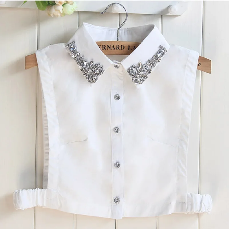 Хлопковая черно белая джинсовая рубашка с кружевным отворотом и ложным