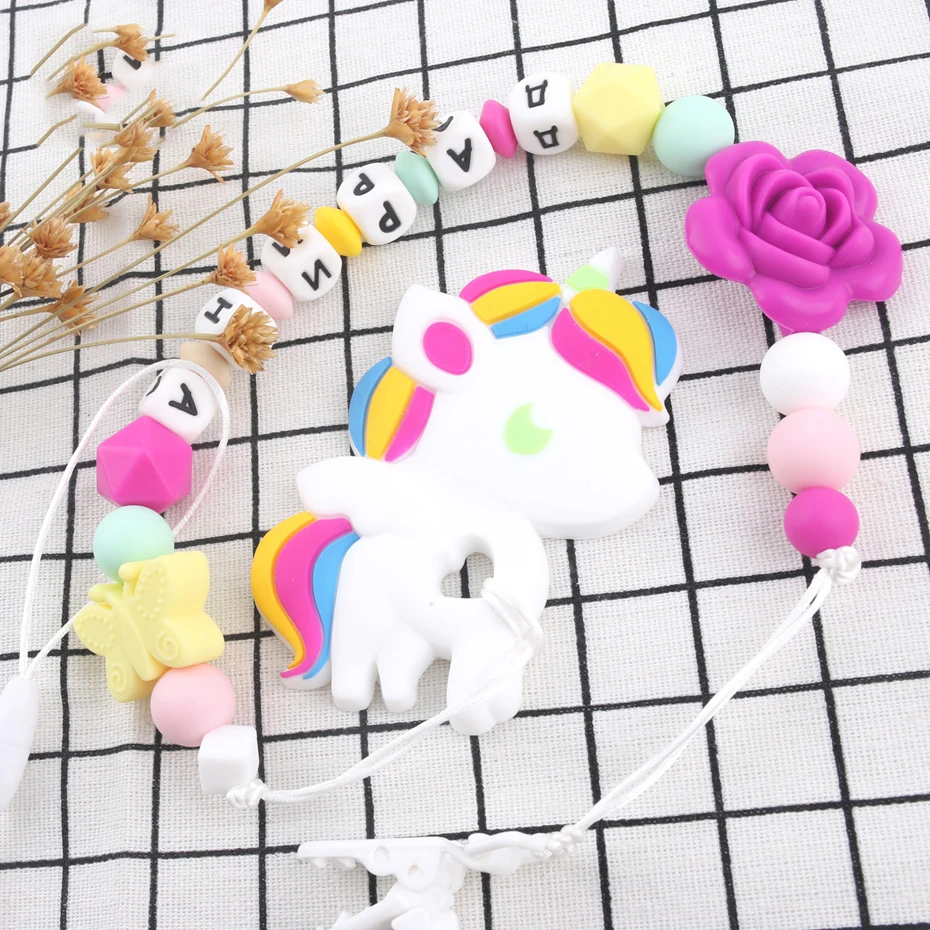 Персонализированные силиконовые соски с цепочкой для маленьких Прорезыватель