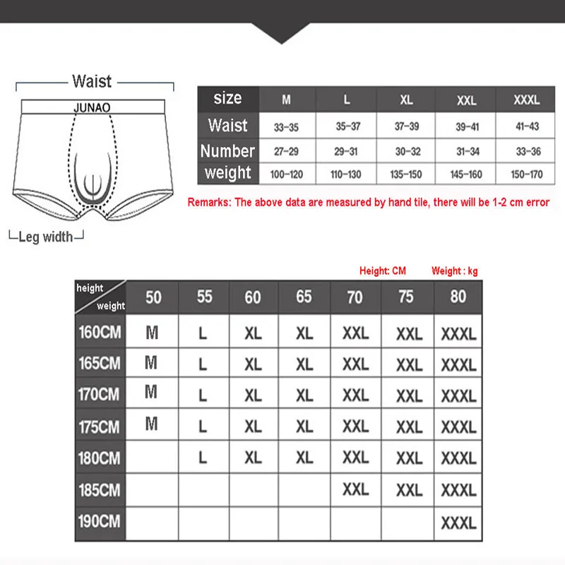 

2Pcs Underwear male cotton boxer pants breathable U convex design Boxers Shorts JunAo