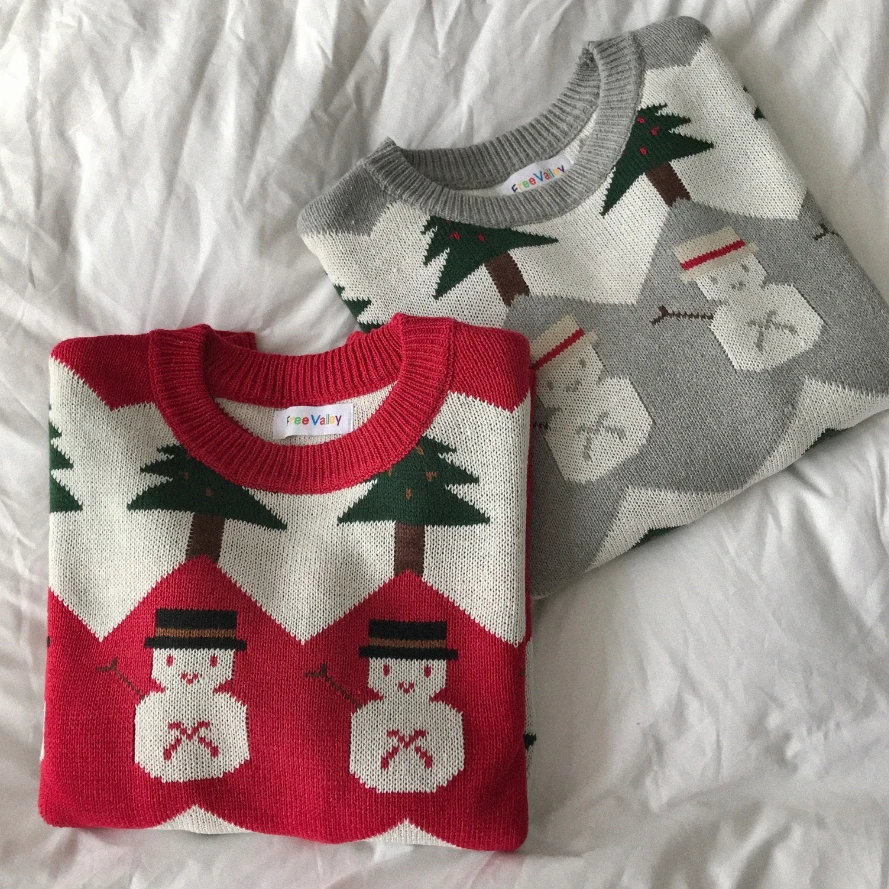 autumn 2019 winter clothes women sweaters harajuku korean fashion personality tree snowman red knitted christmas sweater | Женская