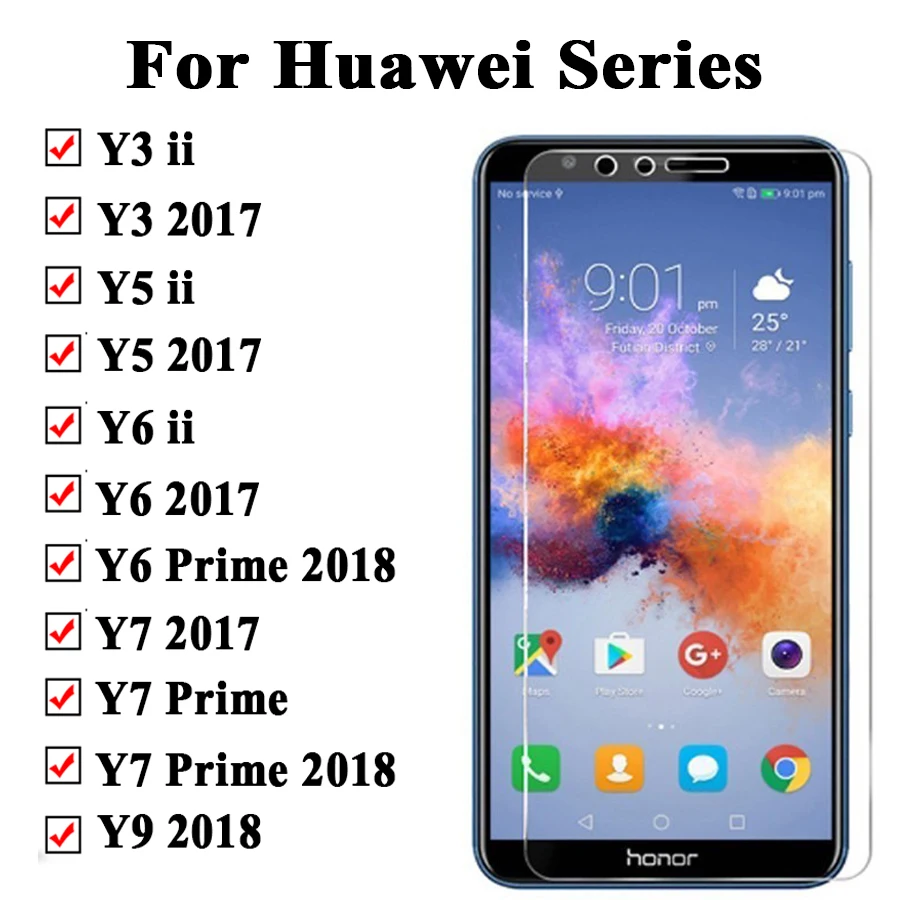 Для huawei y6 защитное стекло y 7 prime 2018 y9 y3 y5 2017 9 на honer huavei y6ii y5ii ii закаленное y7prime y6prime 6y