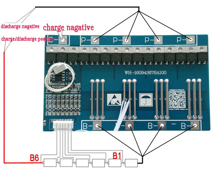 6S 100A lifepo4 22 5 V 26650 18650 BMS PCM 6s Защитная плата батареи bms pcm для аккумуляторной