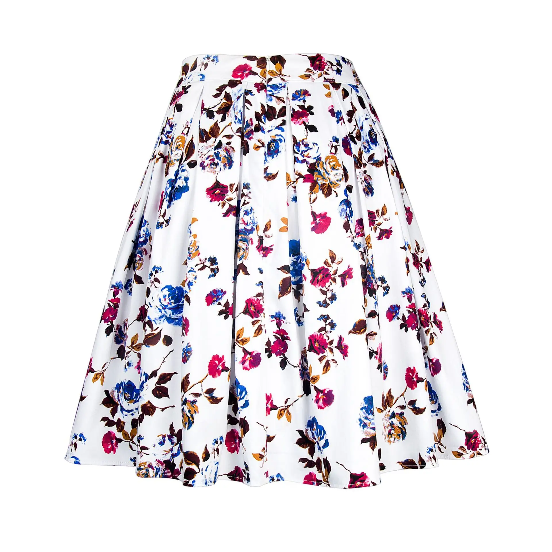 Striped Women Casual Skirt High Waist Plus Size Ladies Summer Big Swing Retro Skirts Skater 50s 60s Vintage Floral Printed Skirt