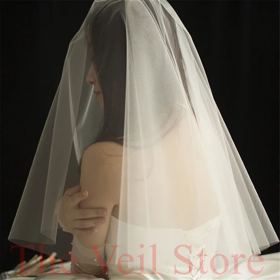 2019 ISHSY Short Bridal Veil weeding Veils white Ivory Tulle with comb Blusher Double layers Voiles Mariage velos de novia | Свадьбы и