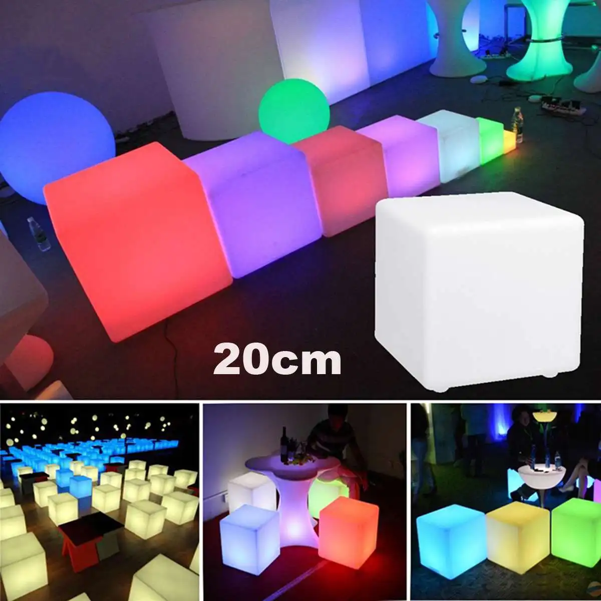 Новейший 20 см RGB СВЕТОДИОДНЫЙ стул в виде светящегося куба стул Водонепроницаемый светодиодный фонарь со встроенным аккумулятором+ пульт дистанционного управления для бара домашнего декора высокого качества