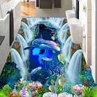 Настенные 3D обои на заказ, водопад, подводный мир, дельфин, 3D дорожка для ванной, напольная плитка, наклейки, Декор, ПВХ, водонепроницаемые