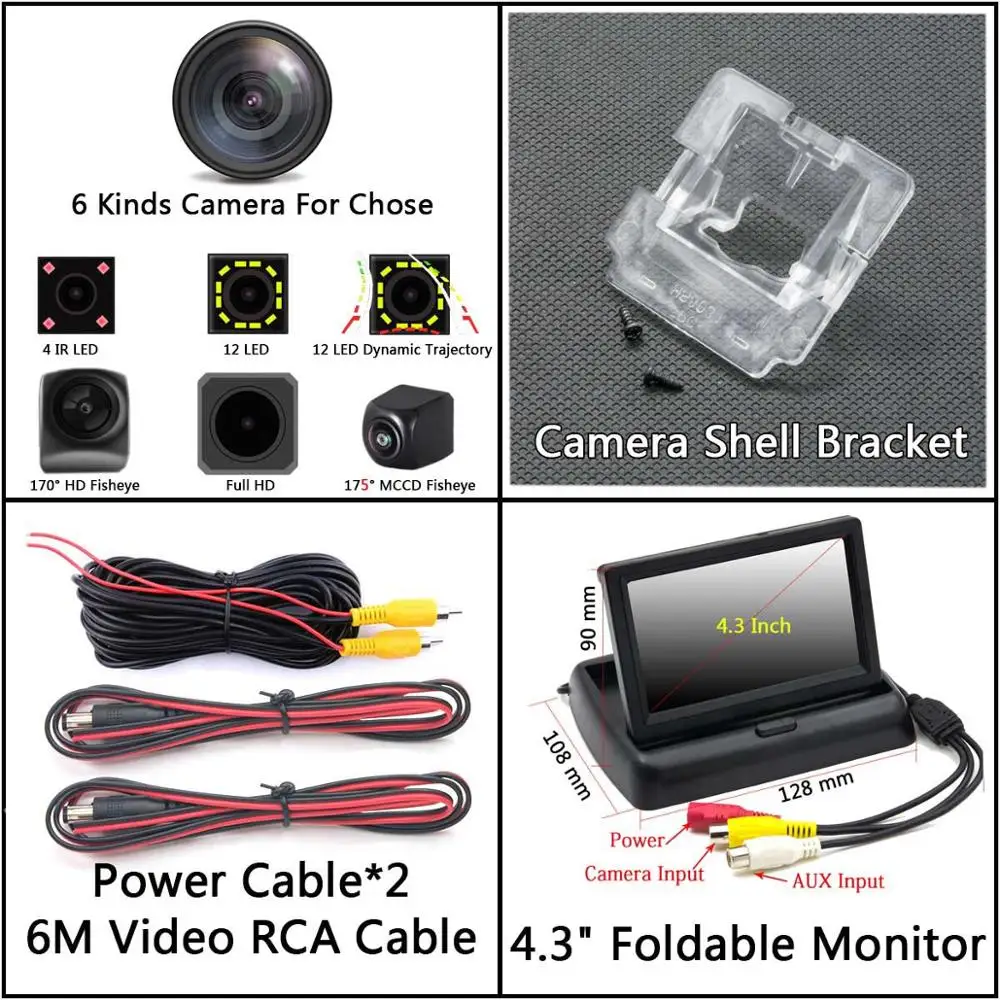 175 градусов Fisheye MCCD 12LED HD камера заднего вида Камера для Mitsubishi Outlander 2003 2004 2005 2006 2007 2008 2009 2012 автомобиля - Название цвета: Camera 4.3 inch Fold