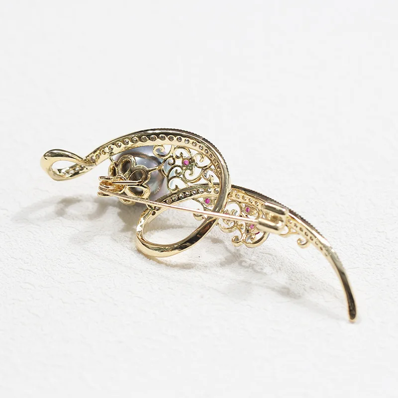 Fashion new retro simple inlaid rhinestone two-color pin imitation pearl brooch men and women with the same accessories BA0129 | Украшения