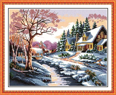 Oneroom Snowscape Scenery DIY Набор для вышивания крестиком 11CT 14CT DMC Счетный Набор для вышивания крестиком ручной работы - Цвет: Snowscape 1