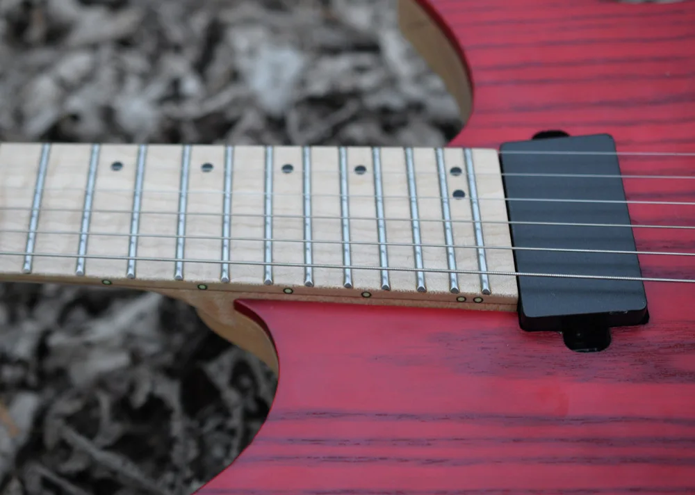 Fanned Fret Гитара s безголовая гитара стильная модель красный пепельный цвет Пламя клен шея гитара