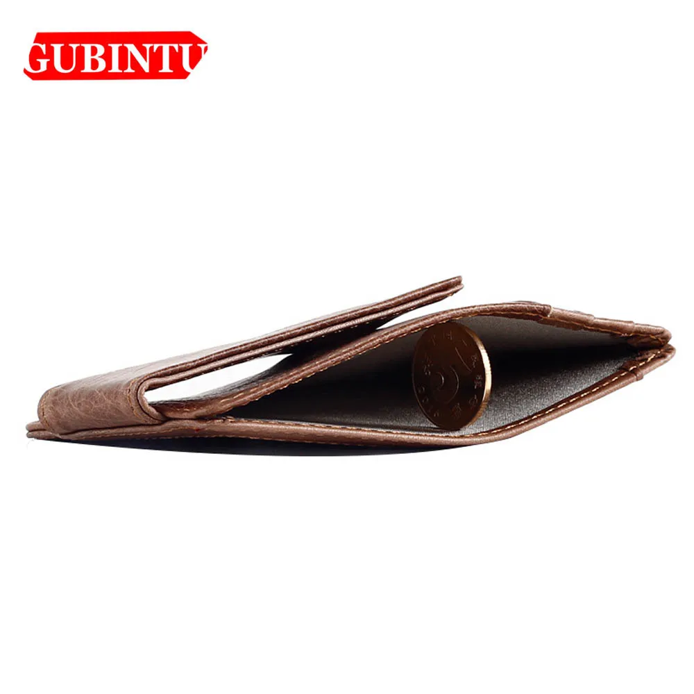 

Gubintu Genuine Cow Leather Thin Short Men Wallets ID Card Holder Card Wallets Vintage High Quality RFID Brand Purse For Male