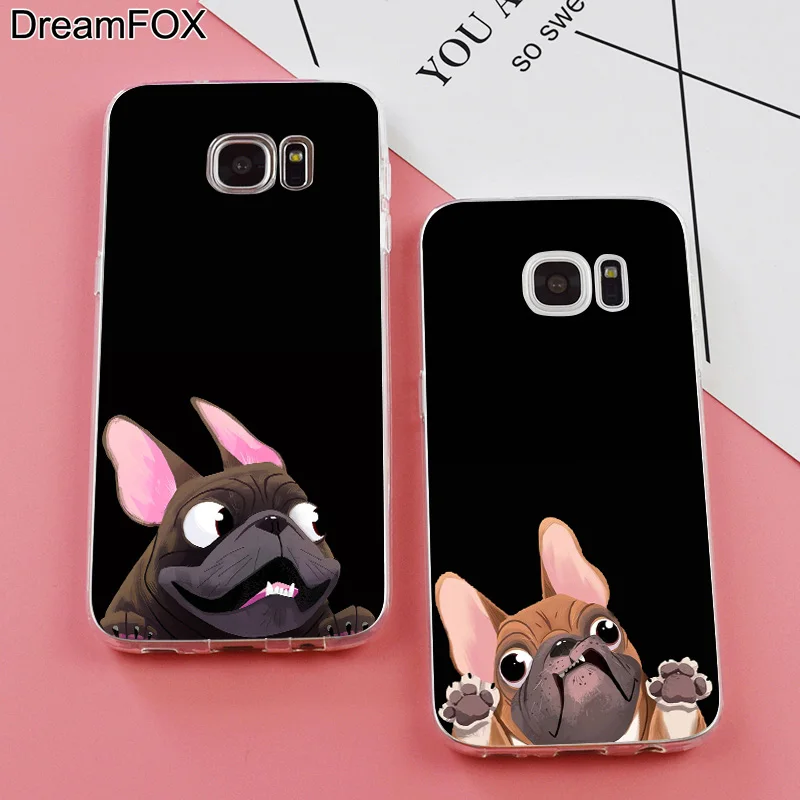 DREAMFOX K055 cute dog Soft TPU Silicone Case Cover For Samsung Galaxy Note S 6 7 8 9 Edge Plus Grand Prime |