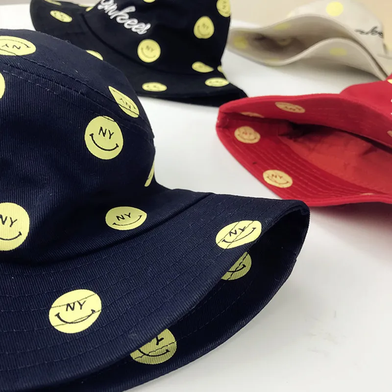 Baby Hat Summer Sunhat Smile Face Boy Girl Prevent UV Sun bonnet Pure Cotton Children Cap 48-50cm | Детская одежда и обувь