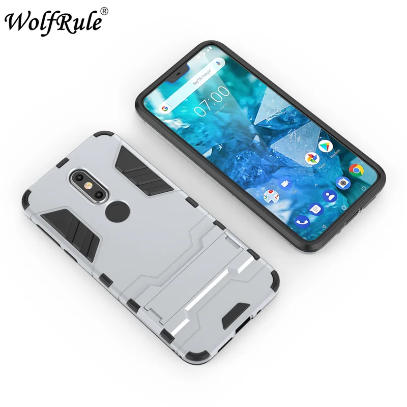 Чехол WolfRule для Nokia 7 1 мягкий силиконовый чехол + пластиковая подставка телефона